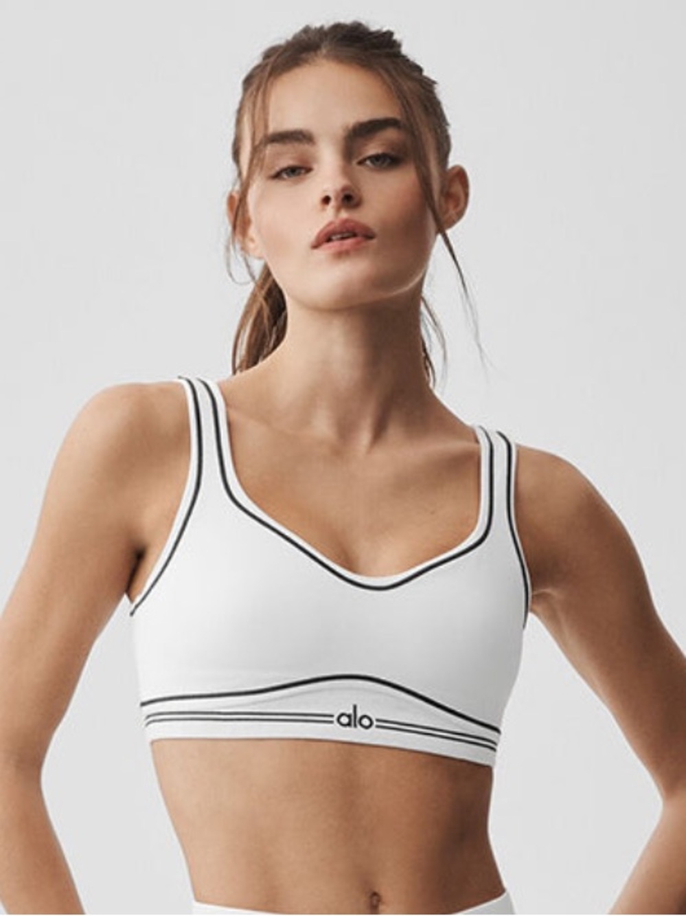 ALO Yoga airbrush hearth throb bra white/black